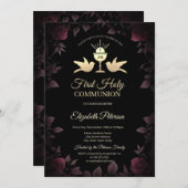ダークレッドローゼチャリスファースト聖餐式 招待状 (正面/裏面)