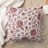 ダークレッドヴィンテージバラパターン クッション (ブランケット)