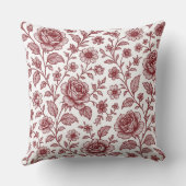 ダークレッドヴィンテージバラパターン クッション (裏面)
