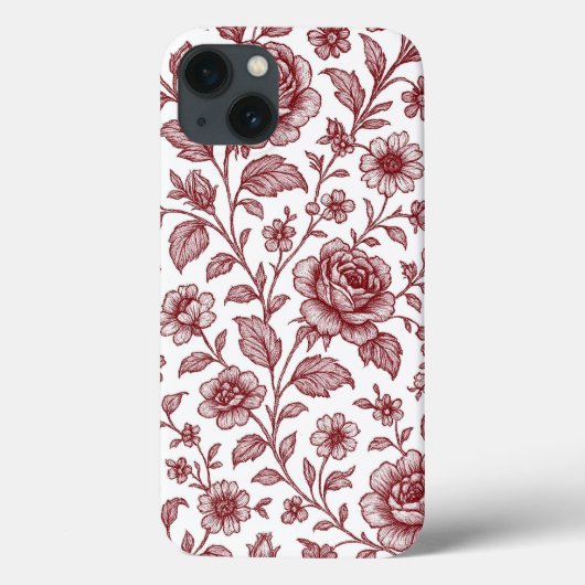 ダークレッドヴィンテージバラパターン Case-Mate iPhoneケース (裏面)