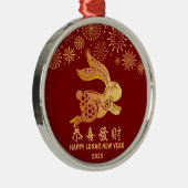ダークレッド中国の月元新年金ゴールドウサギ メタルオーナメント (右)