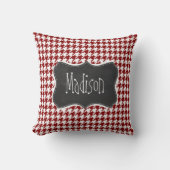 ダークレッド千鳥格子の;ヴィンテージ黒板 クッション (正面)