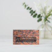 ダークレッド大理石黒大理石構造モノグラムブ 名刺 (スタンド正面)