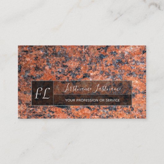 ダークレッド大理石黒大理石構造モノグラムブ 名刺 (正面)