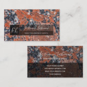 ダークレッド大理石黒大理石構造モノグラム 名刺 (正面/裏面)