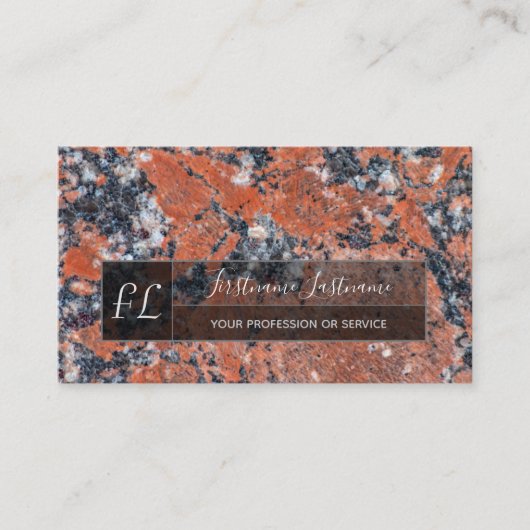 ダークレッド大理石黒大理石構造モノグラム 名刺 (正面)