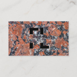 ダークレッド大理石黒大理石構造モノグラム 名刺