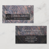 ダークレッド大理石黒大理石構造モノグラム 名刺 (正面/裏面)