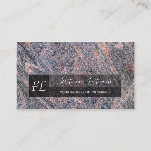 ダークレッド大理石黒大理石構造モノグラム 名刺 (正面)