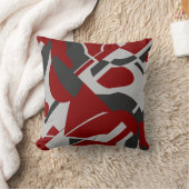 ダークレッド木炭グレー対角はっきりしたアートデザイン クッション (ブランケット)