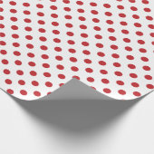 ダークレッド水玉模様オンホワイトメディア宇宙 ラッピングペーパー (角)