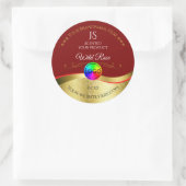 ダークレッド波状金ゴールドロゴモノグラム製品ラベル ラウンドシール (バッグ)