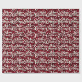 ダークレッド紙吹雪メリークリスマス ラッピングペーパー (フラット)