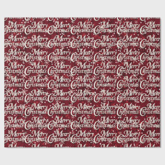 ダークレッド紙吹雪メリークリスマス ラッピングペーパー (フラット)