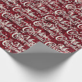 ダークレッド紙吹雪メリークリスマス ラッピングペーパー (角)