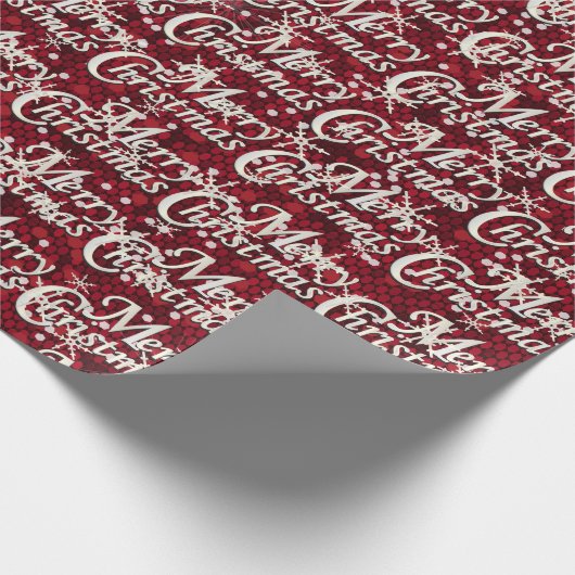 ダークレッド紙吹雪メリークリスマス ラッピングペーパー (角)