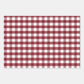 ダークレッド素朴ホリデーパターンウッドツリーズプレイド ラッピングペーパーシート (正面3)