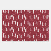 ダークレッド素朴ホリデーパターンウッドツリーズプレイド ラッピングペーパーシート (正面)