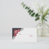 ダークレッド結婚ローズのプレイスカードまたはエスコート プレイスカード (スタンド正面)