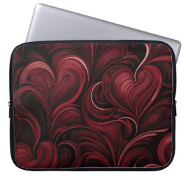 ダークレッド華美バレンタインハート ラップトップスリーブ