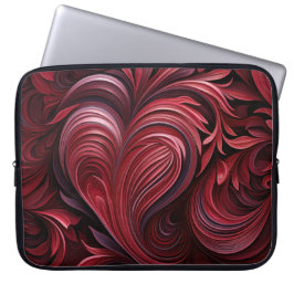 ダークレッド華美バレンタインハート ラップトップスリーブ