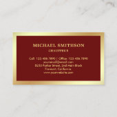 ダークレッド金ゴールドカープロフェッショナル運転手 名刺 (裏面)