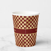 ダークレッド金ゴールド市松模様に紙カップ 紙コップ (右)