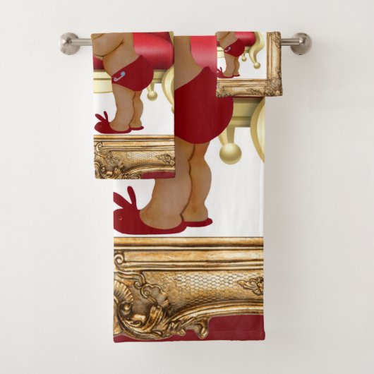 ダークレッド金ゴールド王室のプリンステディベアカスタム バスタオルセット (インサイチュ)