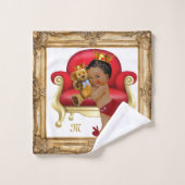 ダークレッド金ゴールド王室のプリンステディベアカスタム バスタオルセット (ウォッシュタオル)