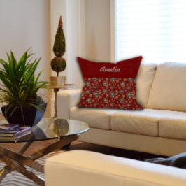 ダークレッド魅力的コテージコーレデコール名 クッション