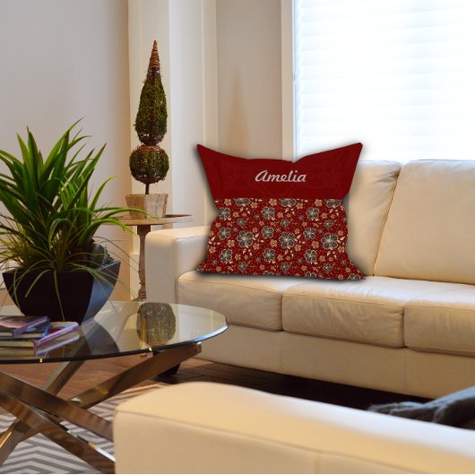 ダークレッド魅力的コテージコーレデコール名 クッション