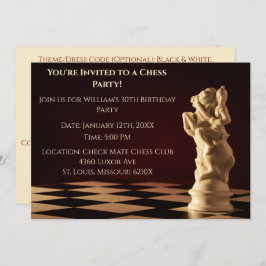 ダークレッド30th誕生日パーティーチェスナイト 招待状