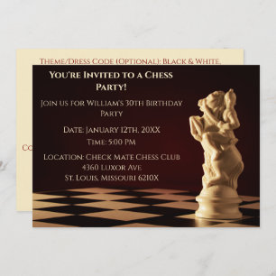 ダークレッド30th誕生日パーティーチェスナイト 招待状