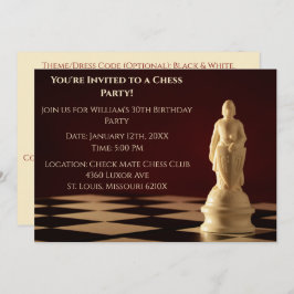 ダークレッド30th誕生日パーティーチェスポーン 招待状