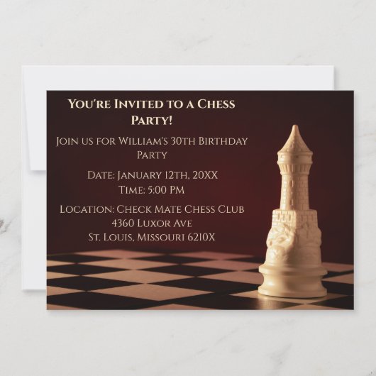 ダークレッド30th誕生日パーティーチェスルーク 招待状 (正面)