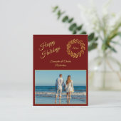 ダークレッド エレガント1枚 写真入り オーダーメイド シーズンカード (スタンド正面)