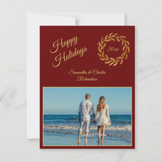 ダークレッド エレガント1枚 写真入り オーダーメイド シーズンカード (正面)