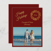 ダークレッド エレガント1枚 写真入り オーダーメイド シーズンカード (正面/裏面)