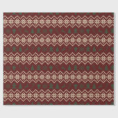 ダークレッド&グリーンダイヤモンドホリデーパターン ラッピングペーパー (フラット)