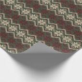 ダークレッド&グリーンダイヤモンドホリデーパターン ラッピングペーパー (角)