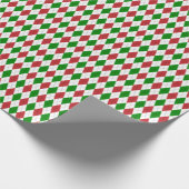 ダークレッド、グリーン、ホワイトのラッアーガイルピング紙 ラッピングペーパー (角)