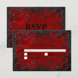 ダークレッド ゴシック ハロウィン ウェディング RSVP カード