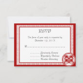 ダークレッド ダブルハピネス - おしゃれ 出欠カード (裏面)