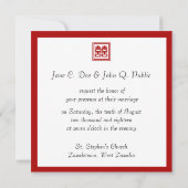 ダークレッド ダブルハピネス - スクエア 招待状 (裏面)