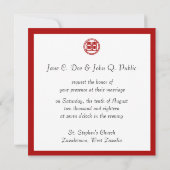 ダークレッド ダブルハピネス - ラウンド 招待状 (裏面)