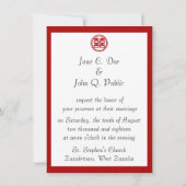 ダークレッド ダブルハピネス - ラウンド 招待状 (裏面)