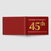 ダークレッド、フェイク金ゴールド45周年結婚パーティー ゲストブック (全面)