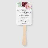 ダークレッド フローラル サンクス エレガント ウェディングプログラム ハンドファン (正面)