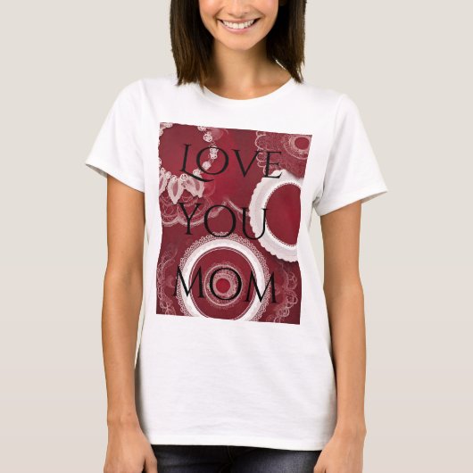 ダークレッド フローラル AIアート Tシャツ (正面)