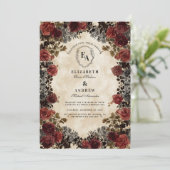 ダークレッド&ブラックレースバラ結婚ズ 招待状 (スタンド正面)